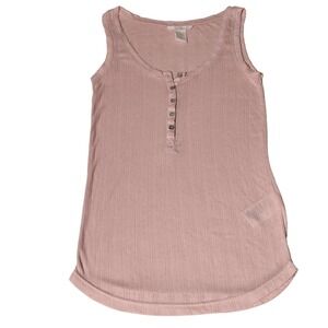 H&M Pink Textured Henley Tank Top Sleepwear Shirt Women's XS